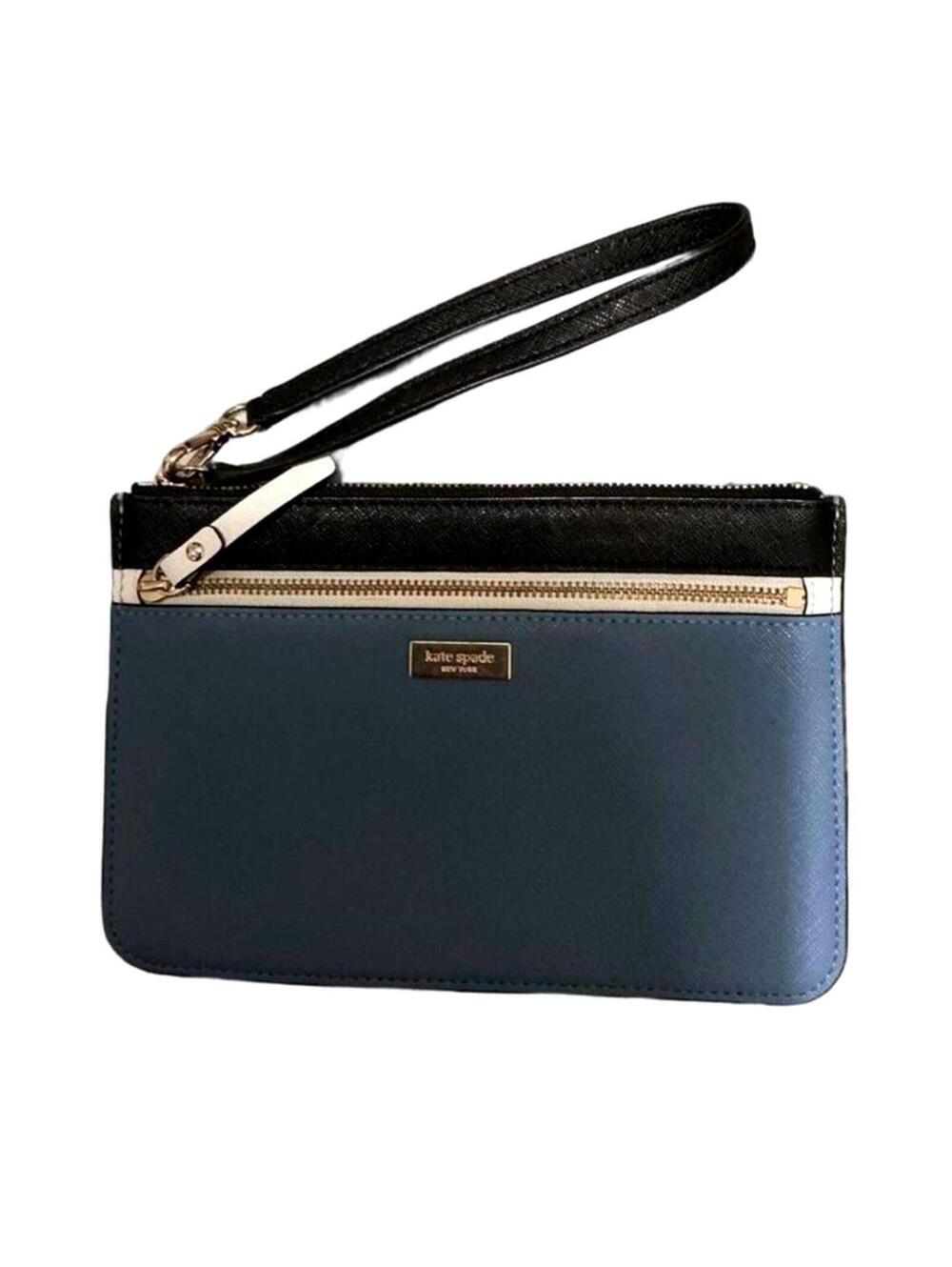 Kate Spade New York Tinie Laurel Way Colorblock Double Zipper Leather Wristlet